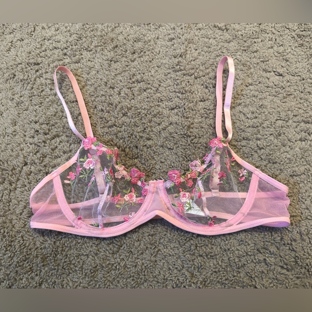 Pink Floral Bra